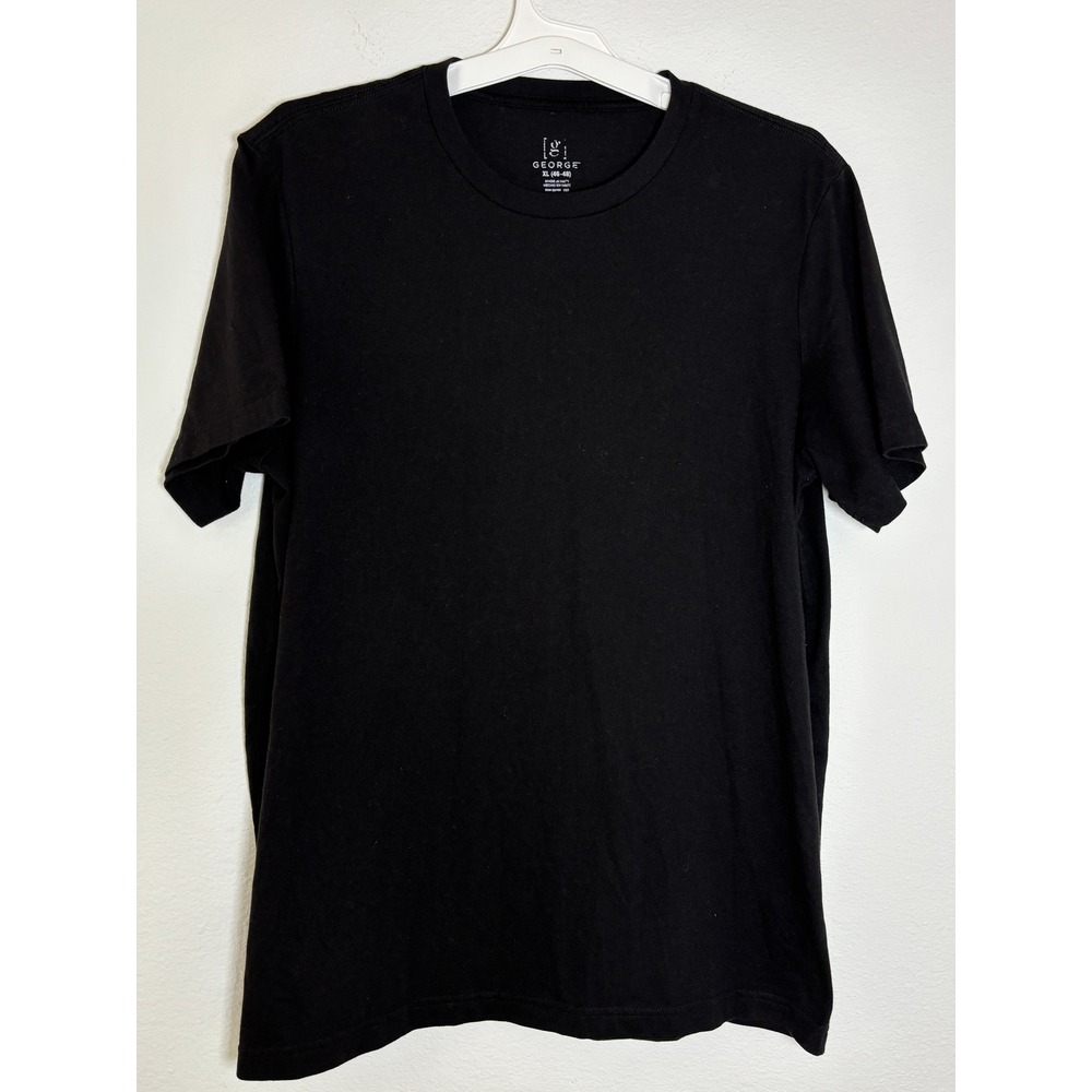 George Mens Crewneck T-Shirt Black Short Sleeve Solid Casual Tee XL 46-48